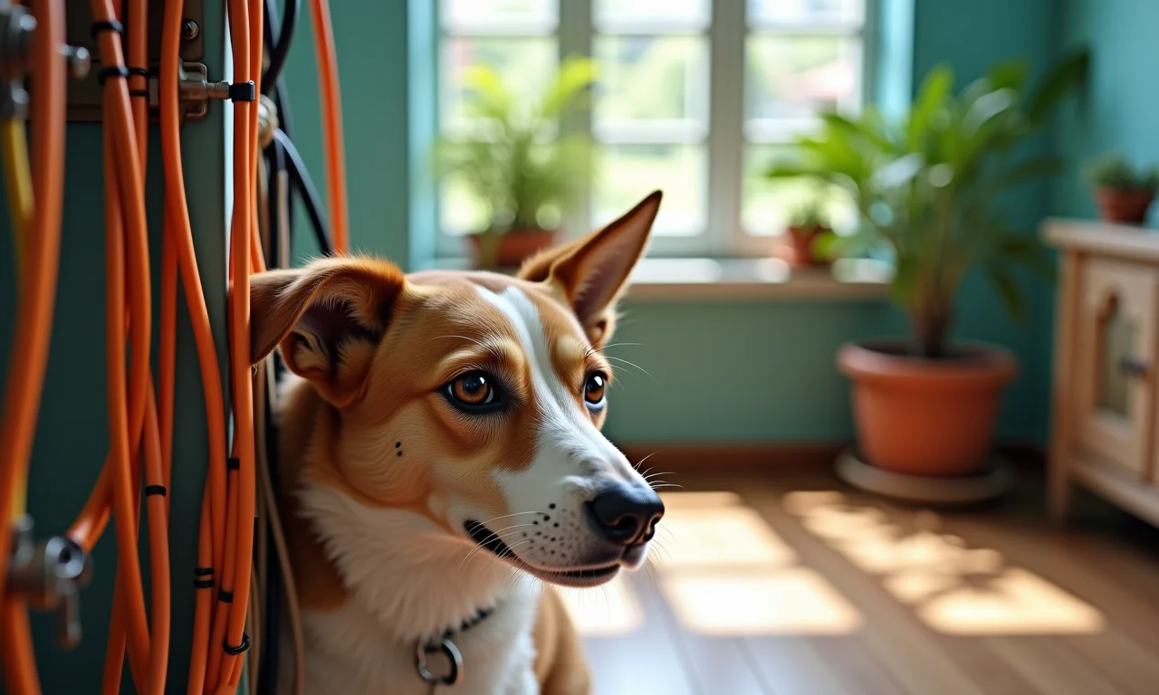 Cabos elétricos organizados em casa com decoração brasileira.