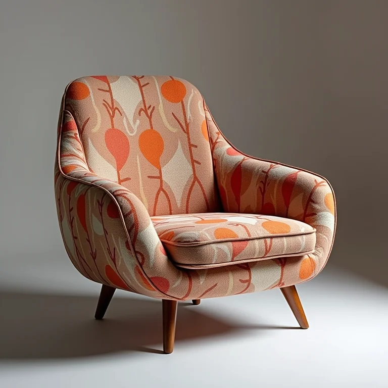 Cadeira com estofado de tecido reciclado.