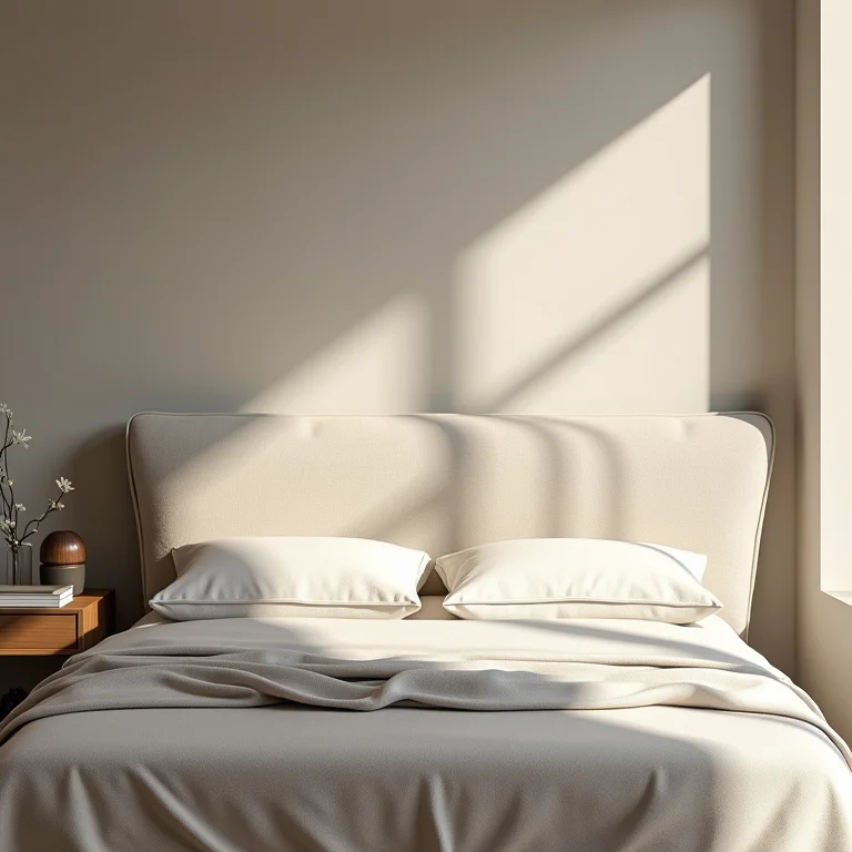 Cama com design minimalista e cabeceira elegante.