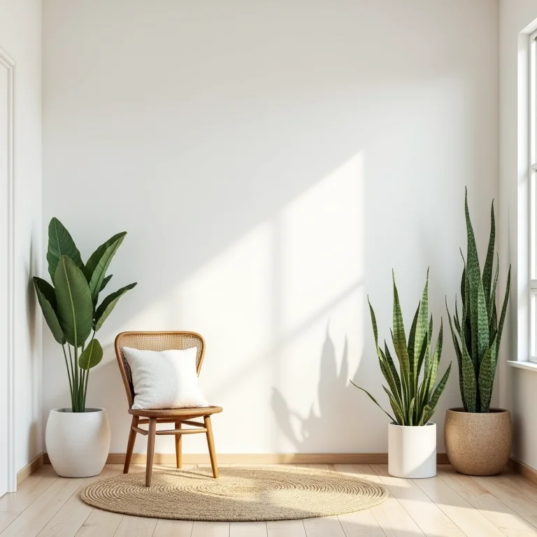 Canto minimalista em estilo boho com poucos objetos decorativos