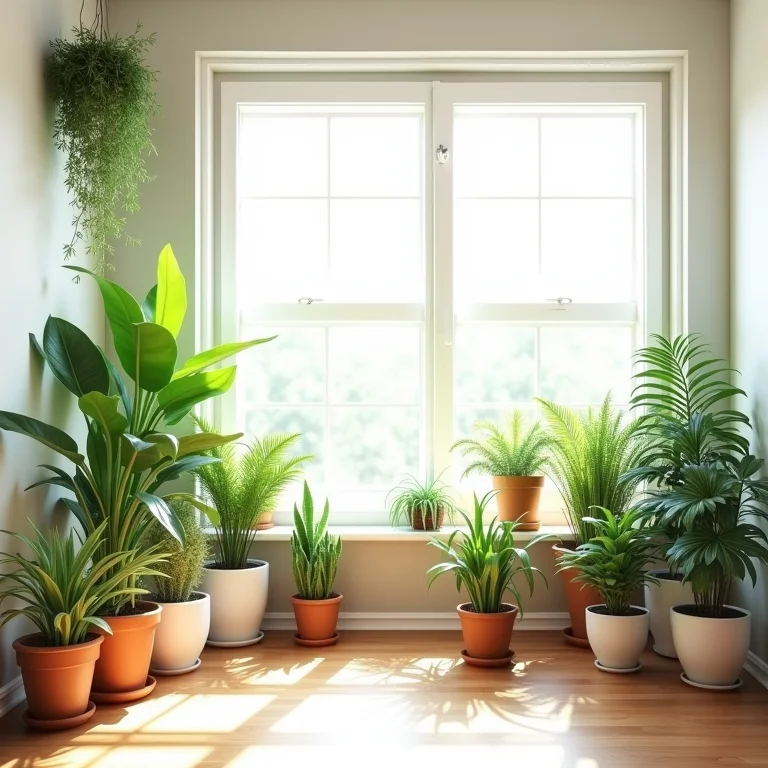 Canto verde com plantas em um ambiente boho minimalista