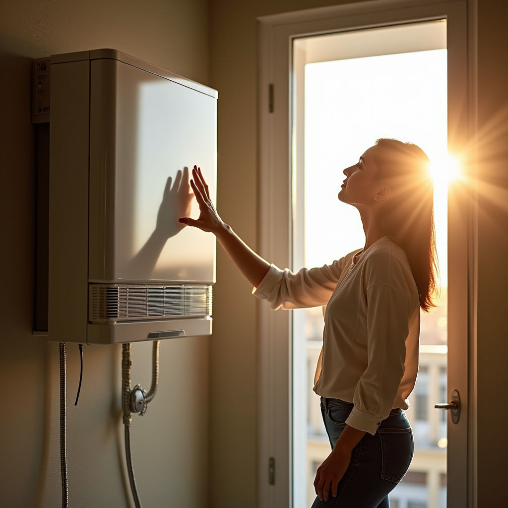 Mulher escolhendo inversor solar ideal para sua casa.