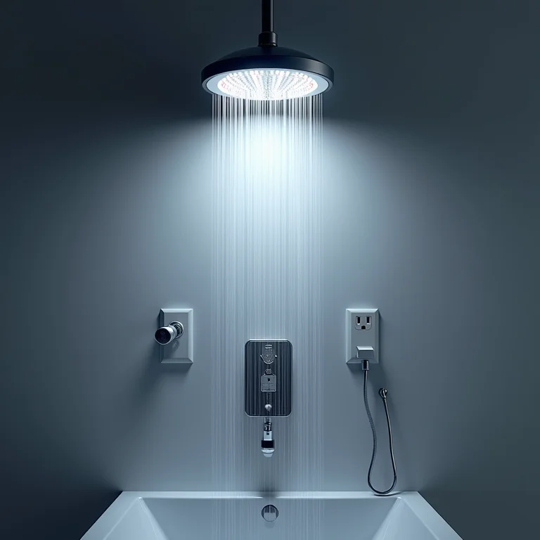 Chuveiro com LED que economiza energia.