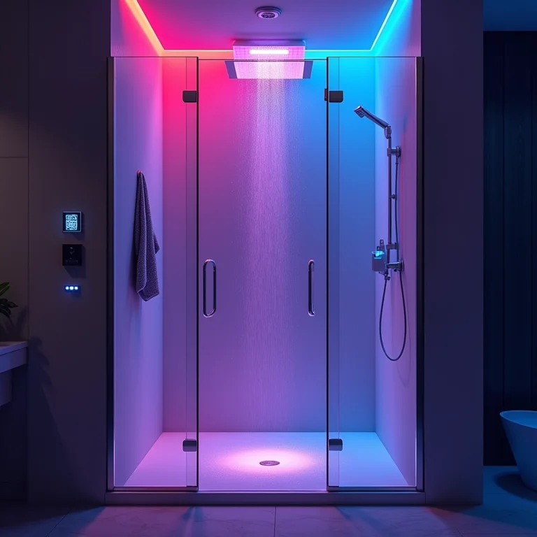 Chuveiro com LED RGB controlado por controle remoto.