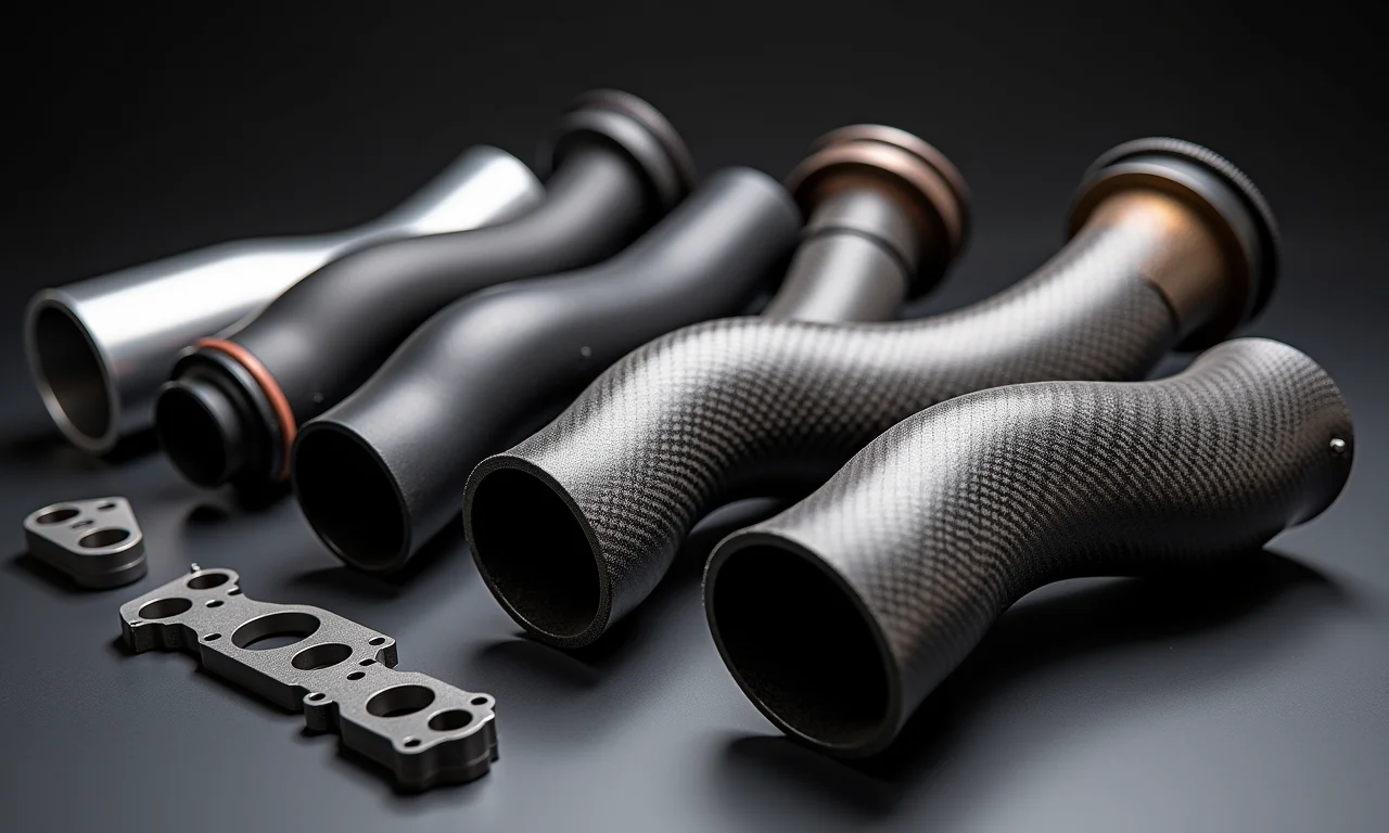 Coletores de admissão em fibra de carbono e alumínio, materiais de fabricação.