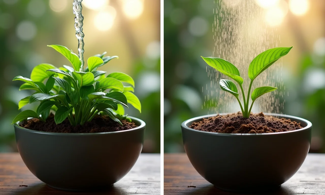 Comparação: água de arroz vs adubo tradicional em plantas diferentes.