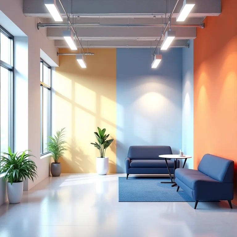 Comparativo entre escritório genérico e espaço que reflete a identidade visual da empresa.