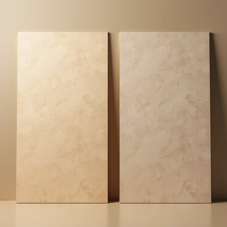 Comparativo lado a lado de amostras de MDF e MDP.