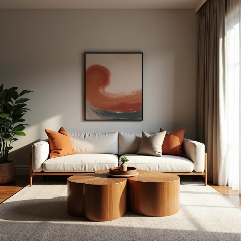 Cores e texturas de mesa de centro