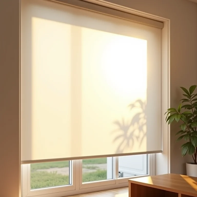 Cortina rolô translúcida difundindo a luz solar.