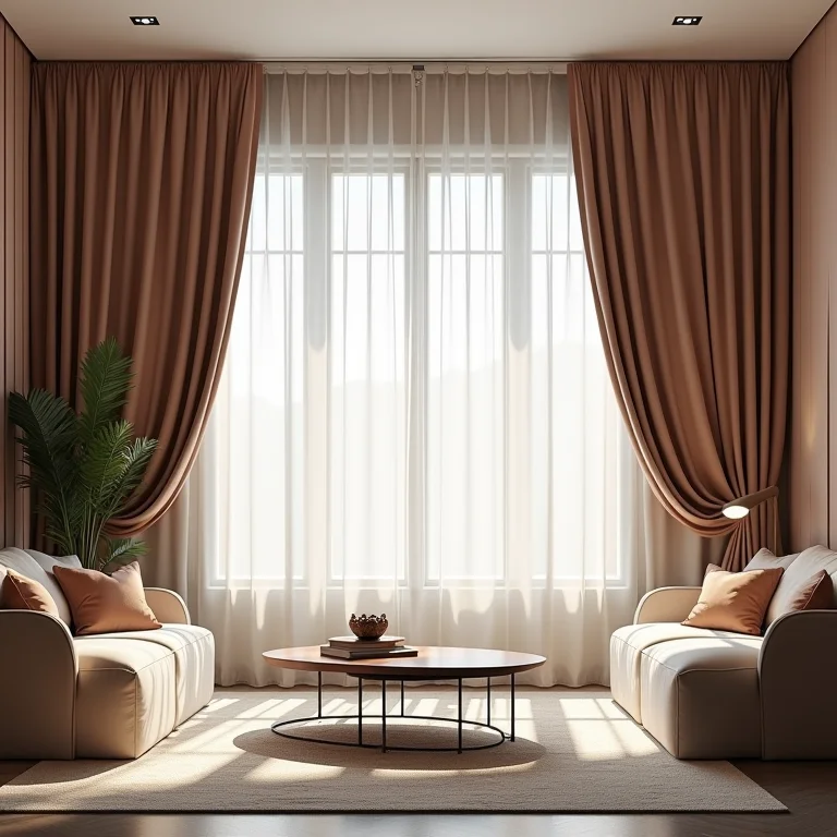 Cortinas imponentes em uma sala de estar elegante