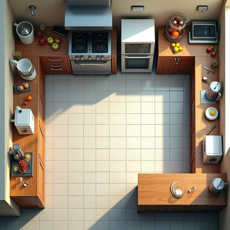 Cozinha com falta de planejamento de espaço