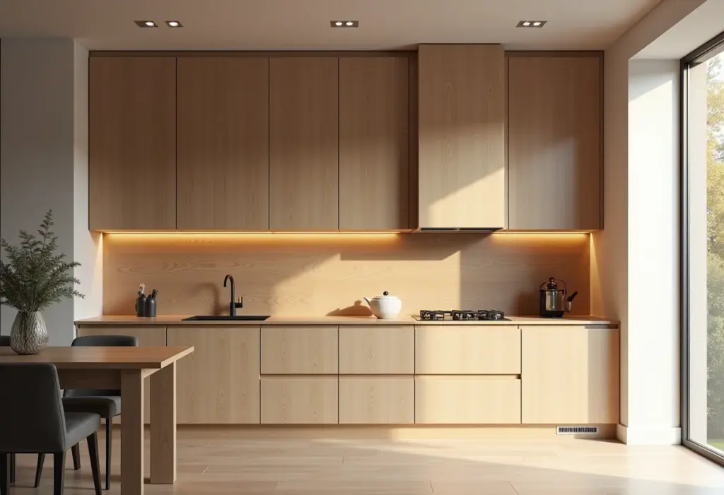 MDF ou MDP: qual o melhor para seus móveis e decoração? Cozinha moderna com armários de MDF e MDP em destaque