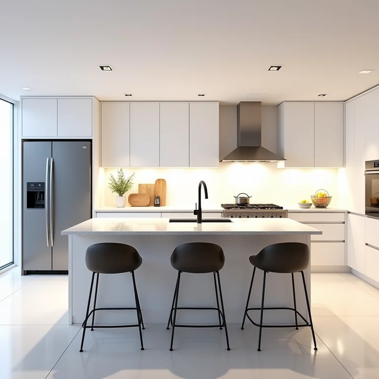 Cozinha moderna com bancada de granilite