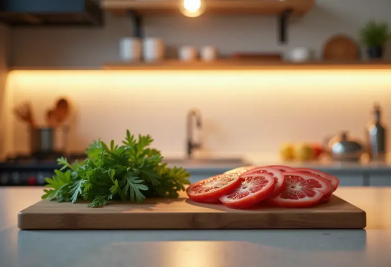 Cozinha moderna com iluminação impecável e design minimalista