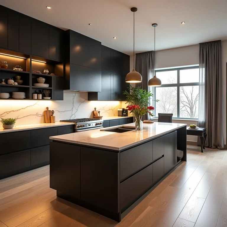 Cozinha pequena com ilha desproporcional, dificultando a circulação