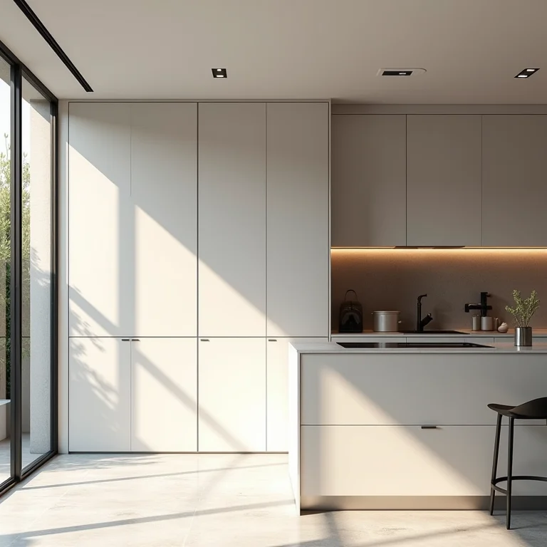 Cozinha planejada com porta de correr e design moderno