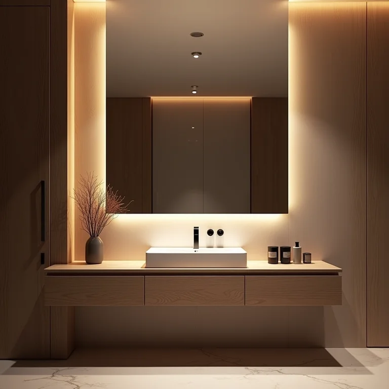 Criança tentando alcançar pia alta no banheiro