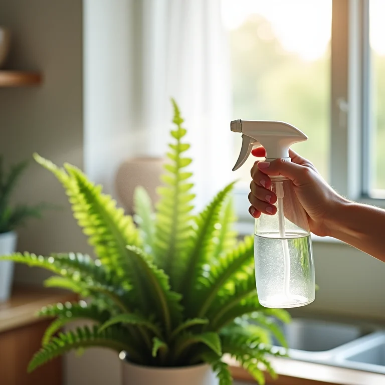 Cuidando das samambaias na cozinha