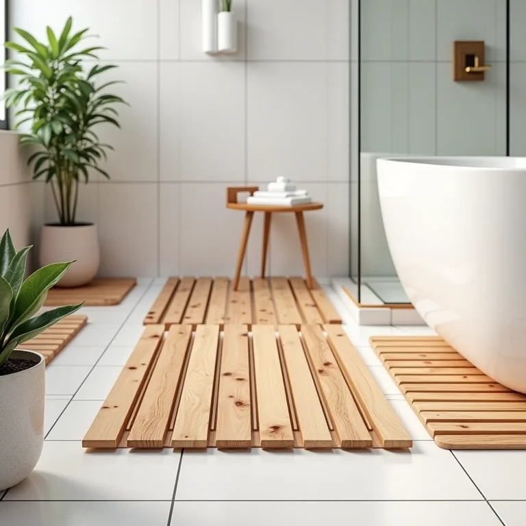 Design e tamanho de tapetes de madeira para box, variedade