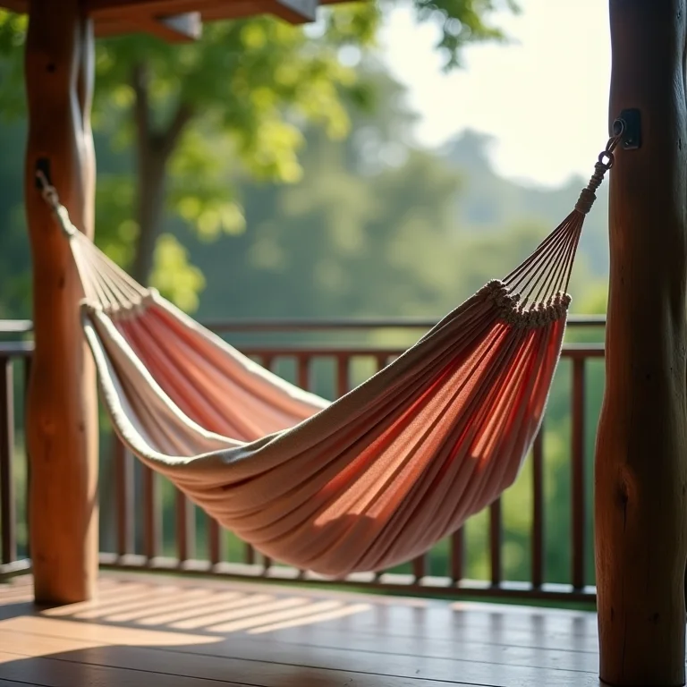 Detalhe da instalação segura de uma rede em varanda