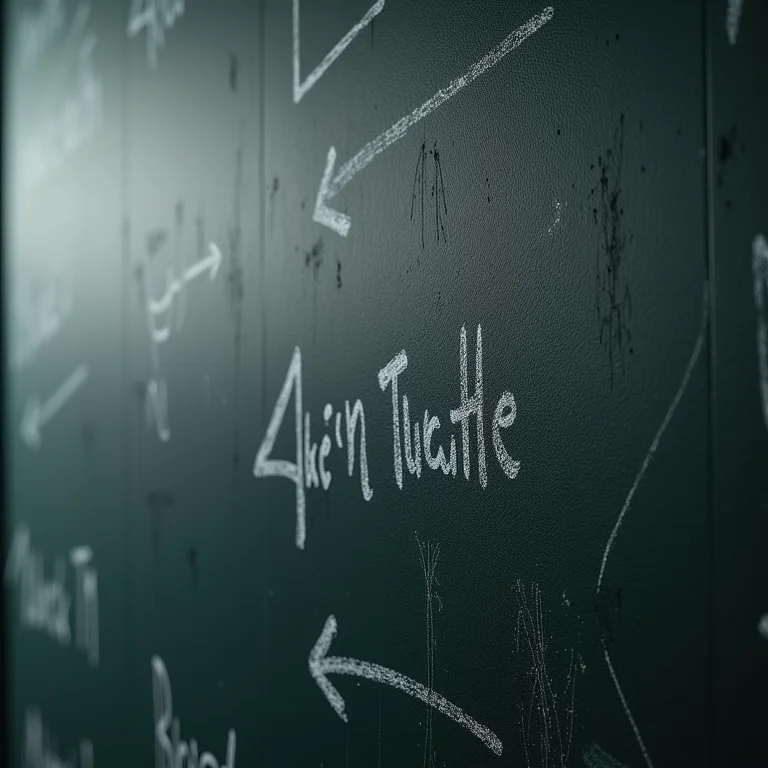 Detalhe da textura de uma parede lousa com anotações.