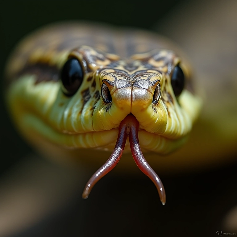 Detalhe das presas proteróglifas de uma cobra, mostrando a ranhura de veneno.