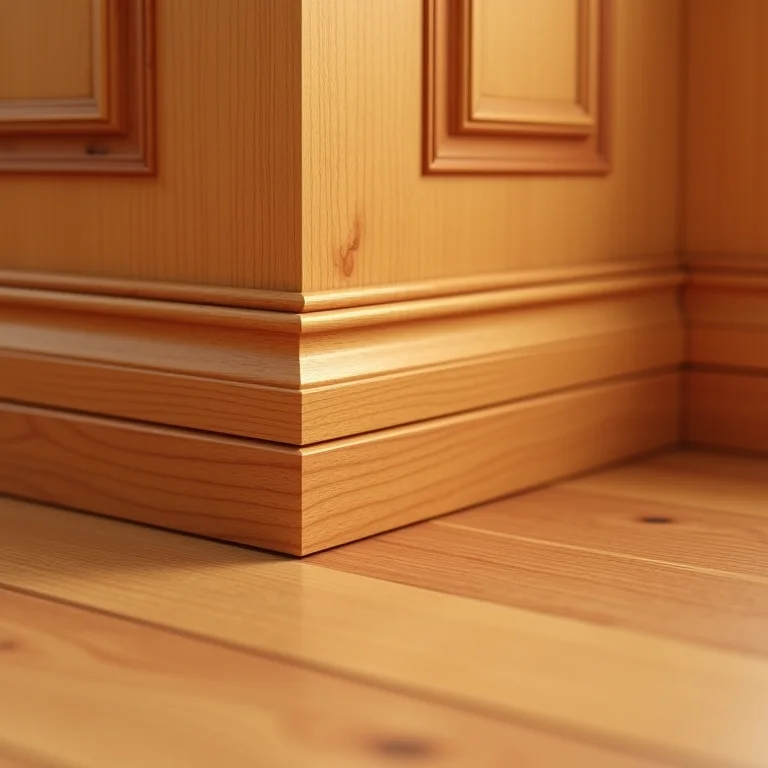 Detalhe de rodapé de madeira clássico