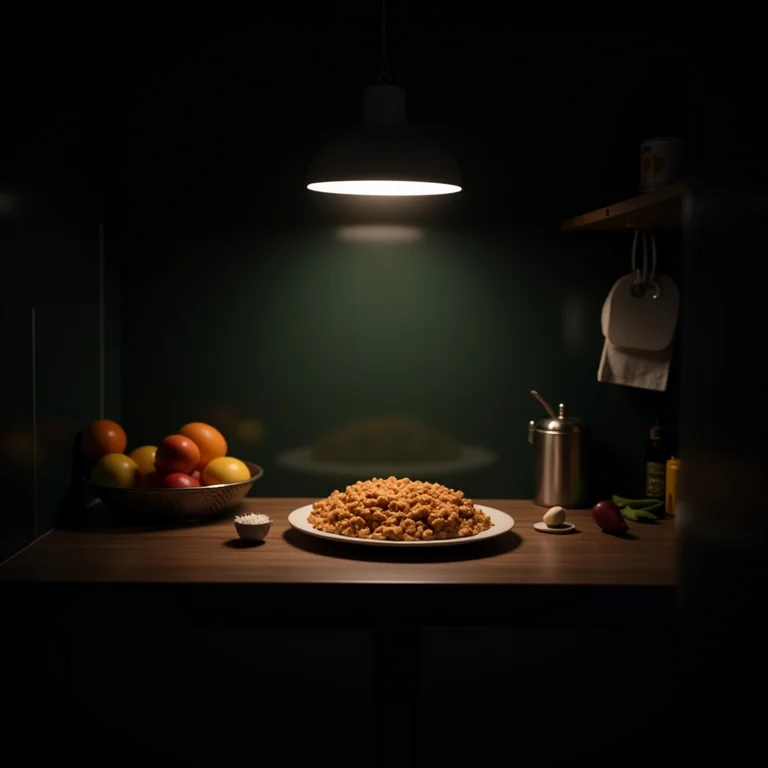 Detalhe de uma cozinha com iluminação inadequada