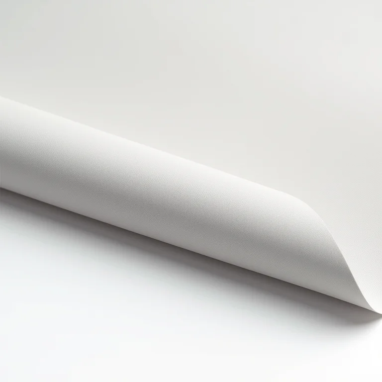 Detalhe do tecido poliéster de uma cortina rolô.