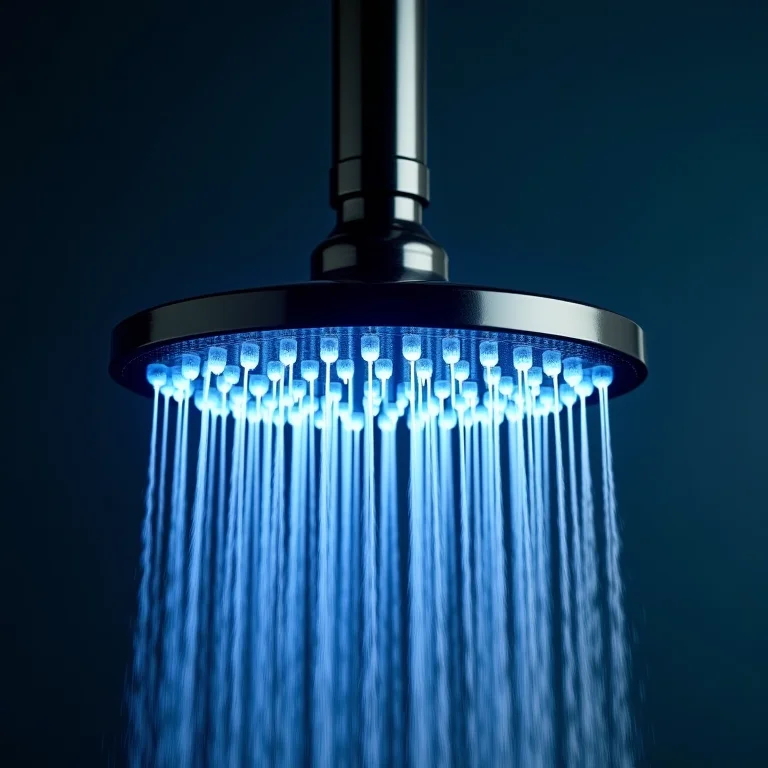 Detalhe interno de um chuveiro com LED mostrando o funcionamento