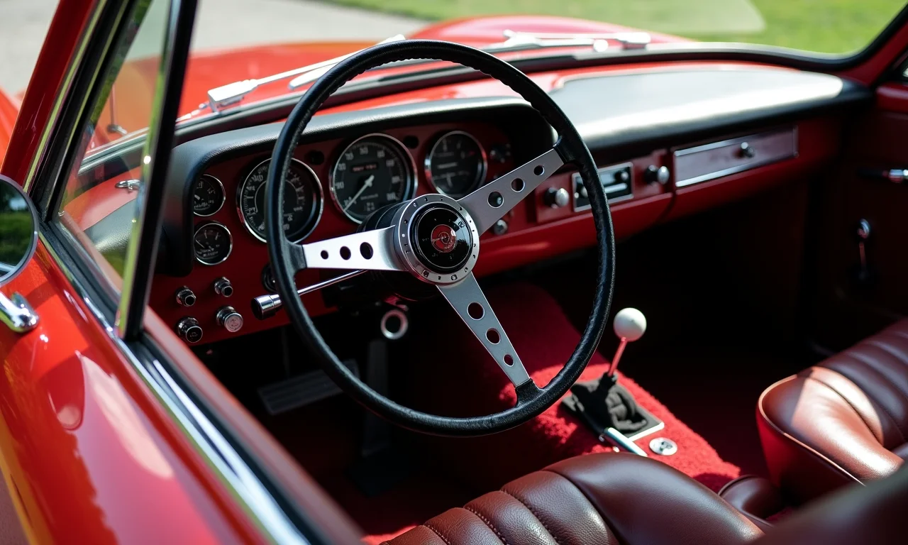 Detalhes de carros clássicos no Classic Car Club do Brasil, São Paulo.