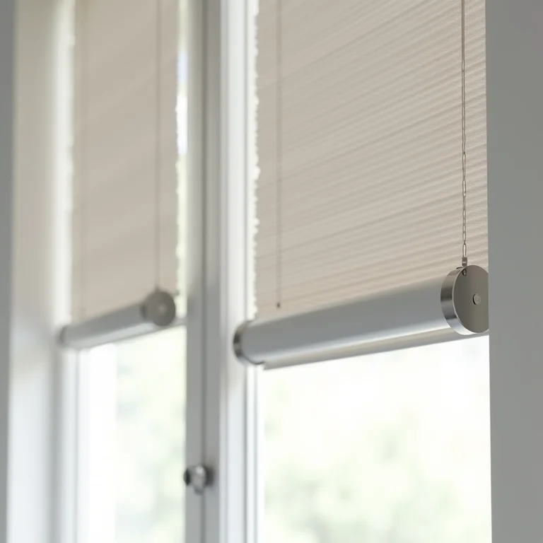 Detalhes dos mecanismos de cortinas rolô.