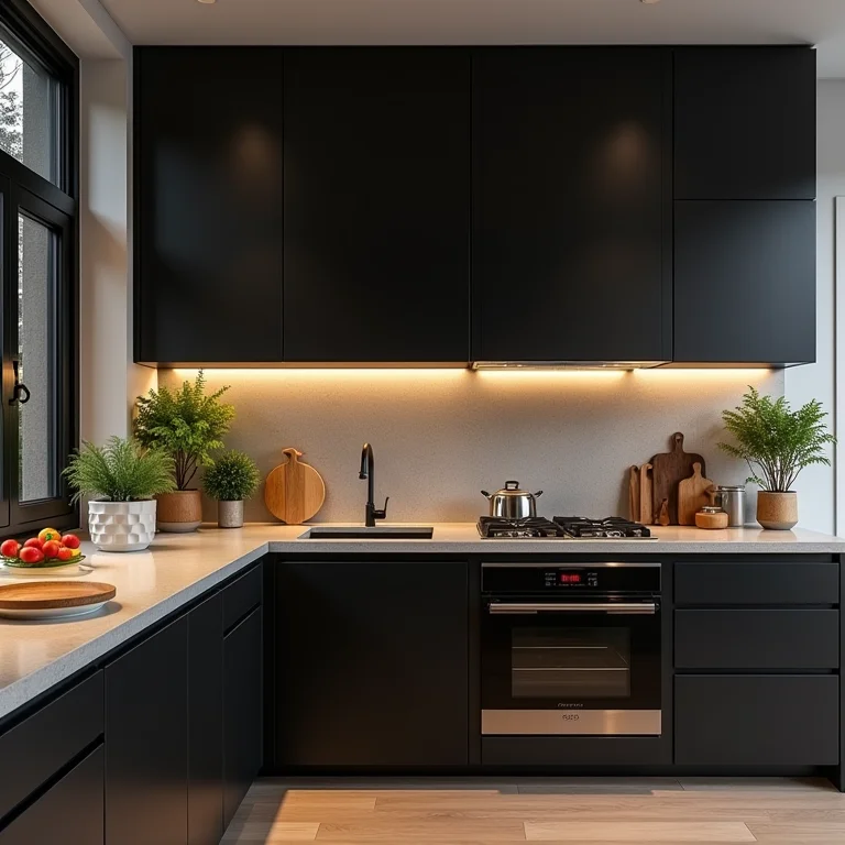 Detalhes que fazem a diferença em cozinha com armários pretos