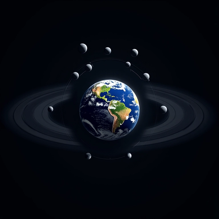 Diagrama da órbita elíptica da Lua ao redor da Terra.