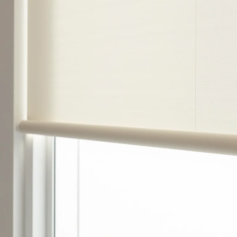 Elegância natural do tecido de linho de uma cortina rolô.