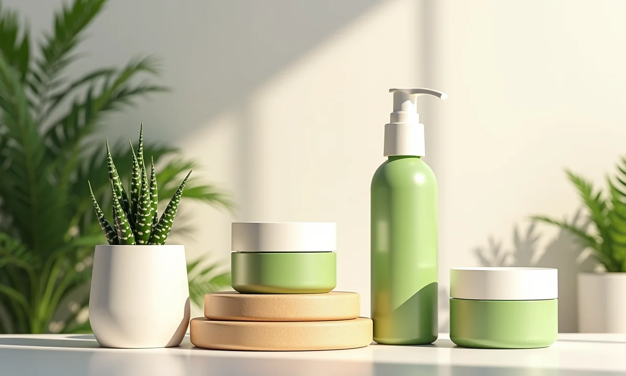 Embalagens eco-friendly para cosméticos com design minimalista e sustentável.
