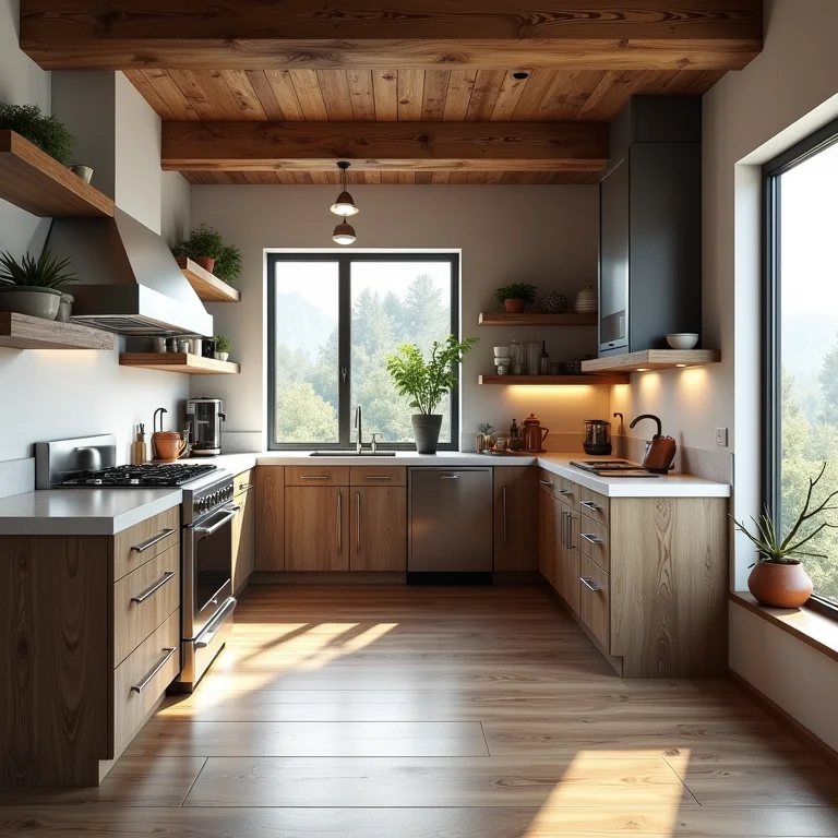 Equilíbrio entre o rústico e o moderno na cozinha planejada