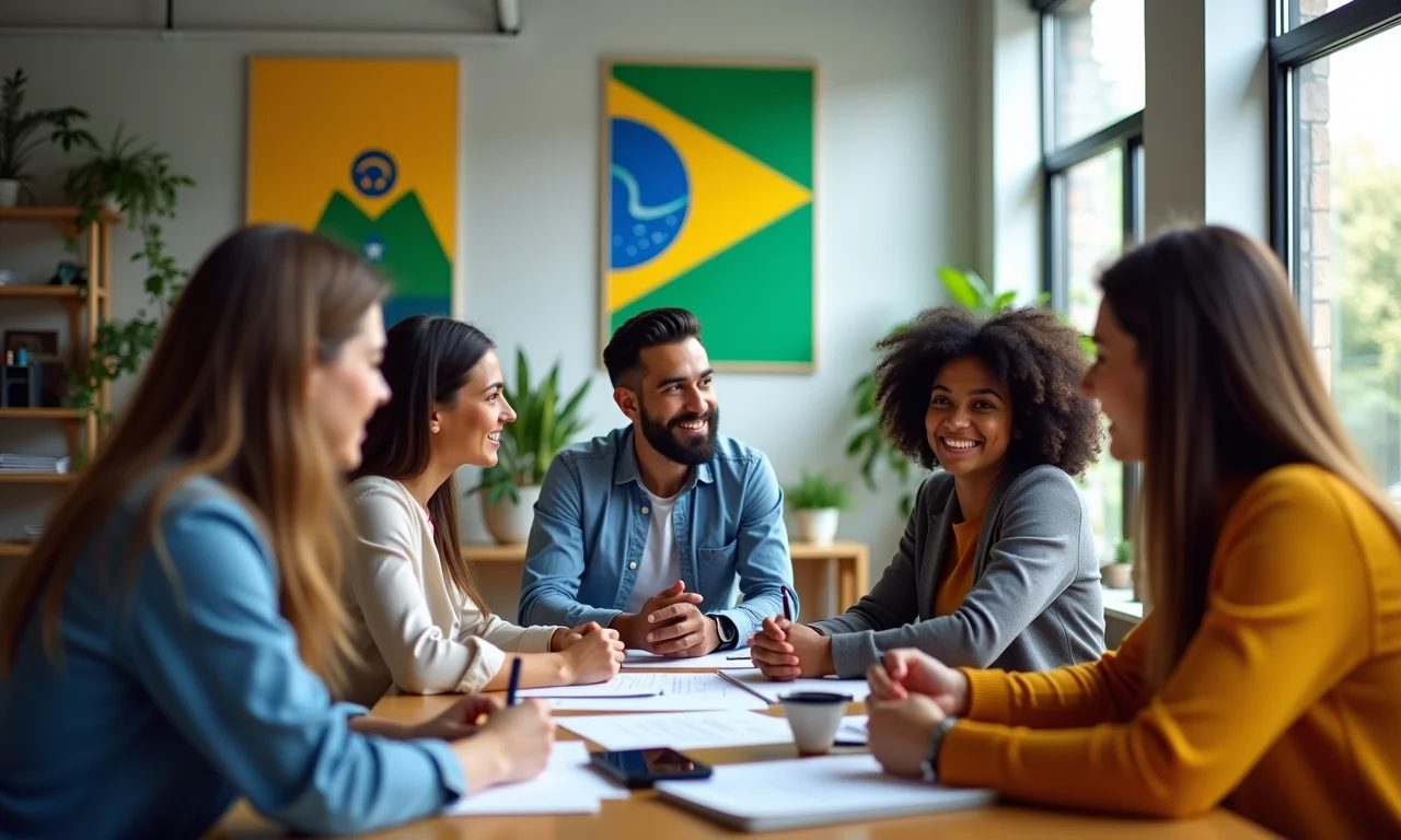 Equipe criando anúncios atraentes para o Google Ads.