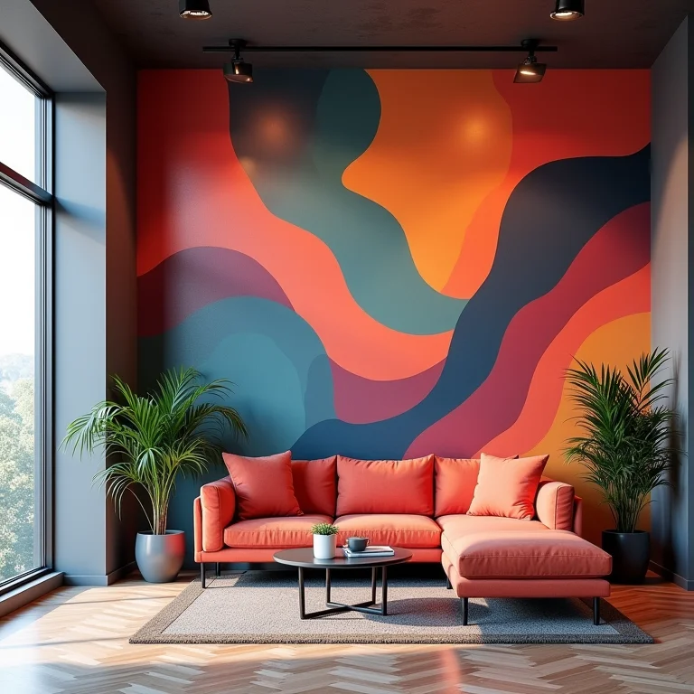 Escritório criativo com papel de parede 3D inspirador