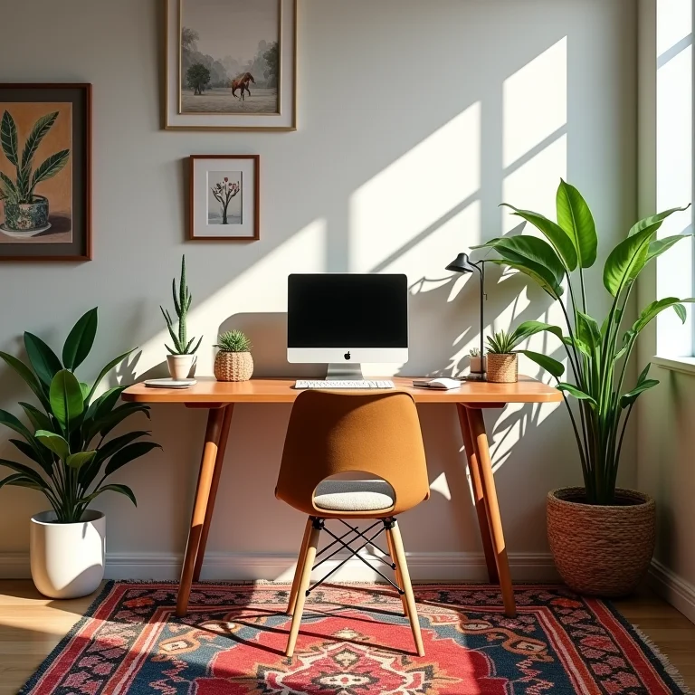 Escrivaninha boho personalizada com objetos pessoais