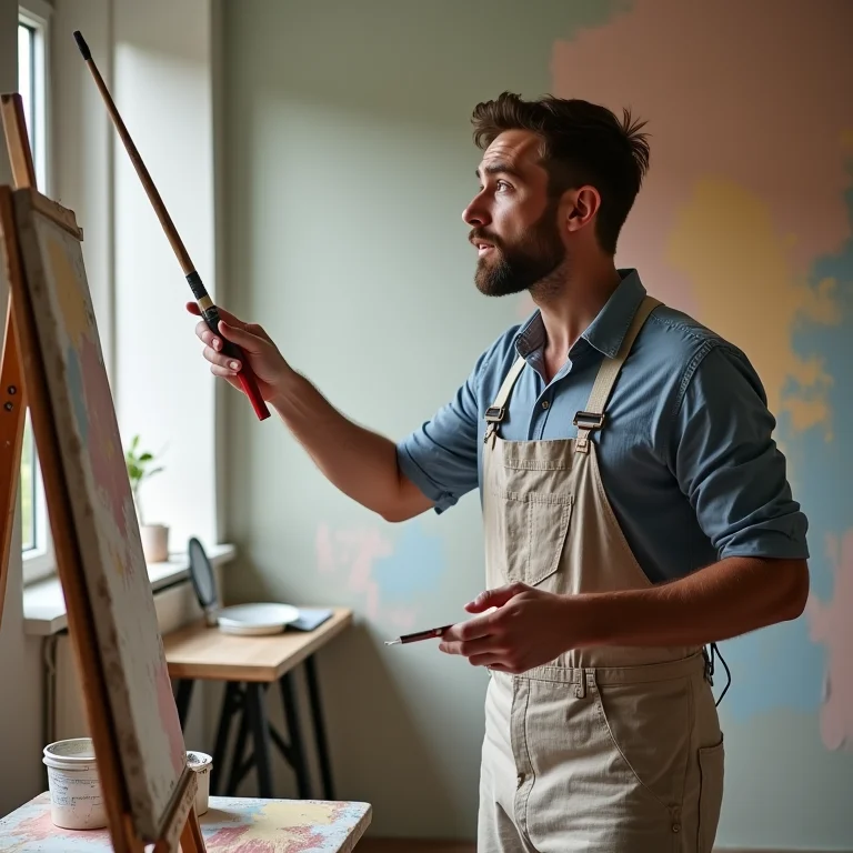 Especialista demonstrando técnica de pintura em azulejos