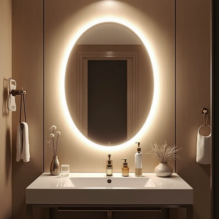 Espelho veneziano iluminado com LED suave