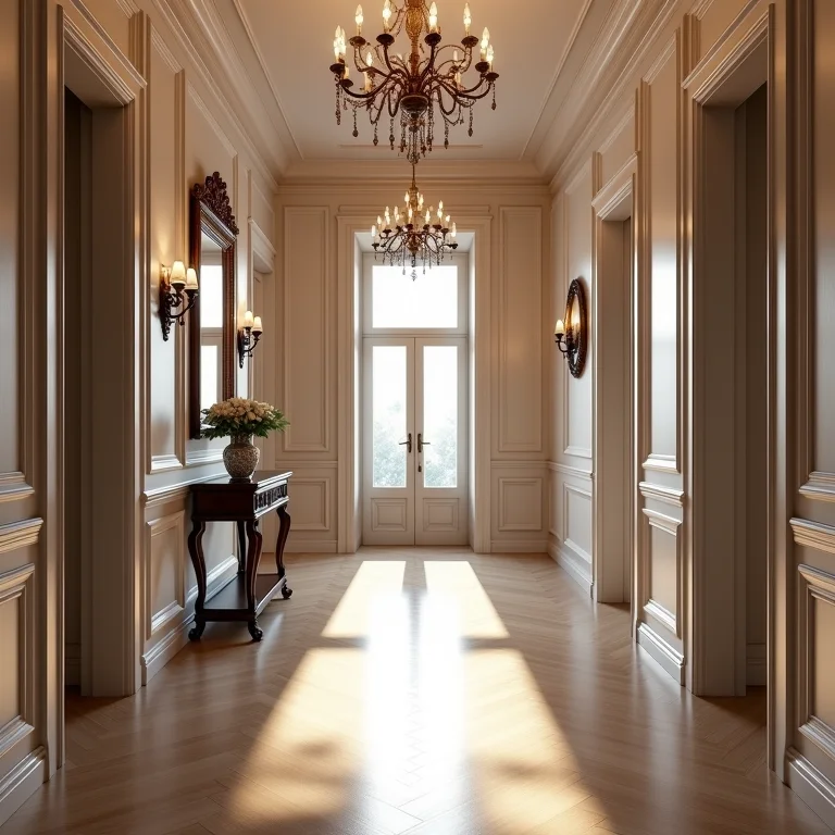 Espelhos decorativos em corredor clássico