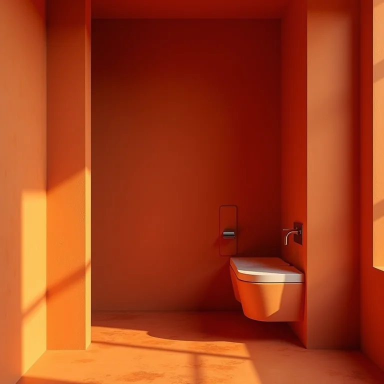 Excesso de cor terracota em banheiro pequeno