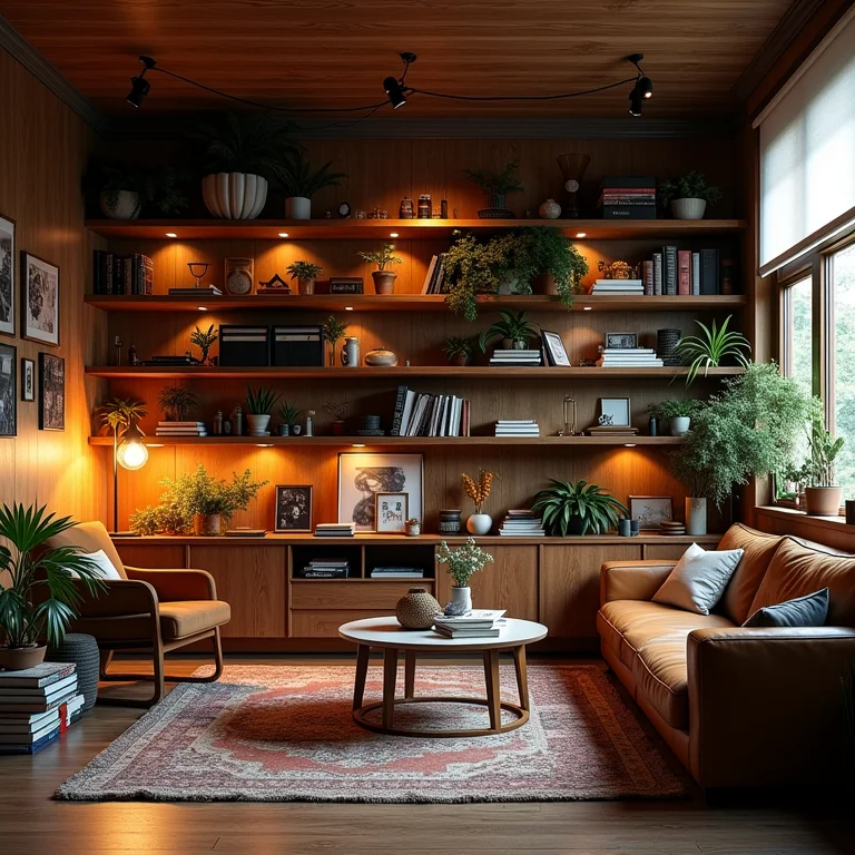 Excesso de objetos de decoração em um apartamento studio, criando poluição visual.