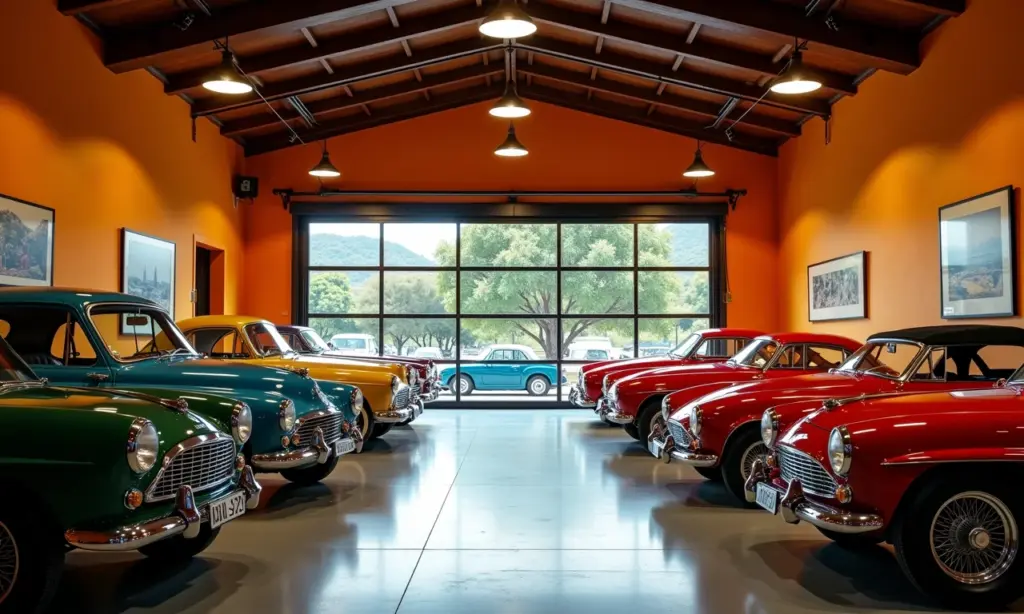 Museus de Carros no Brasil: 5 Lugares Para os Apaixonados Fachada colorida de museu de carros no Brasil com carros antigos em exposição.