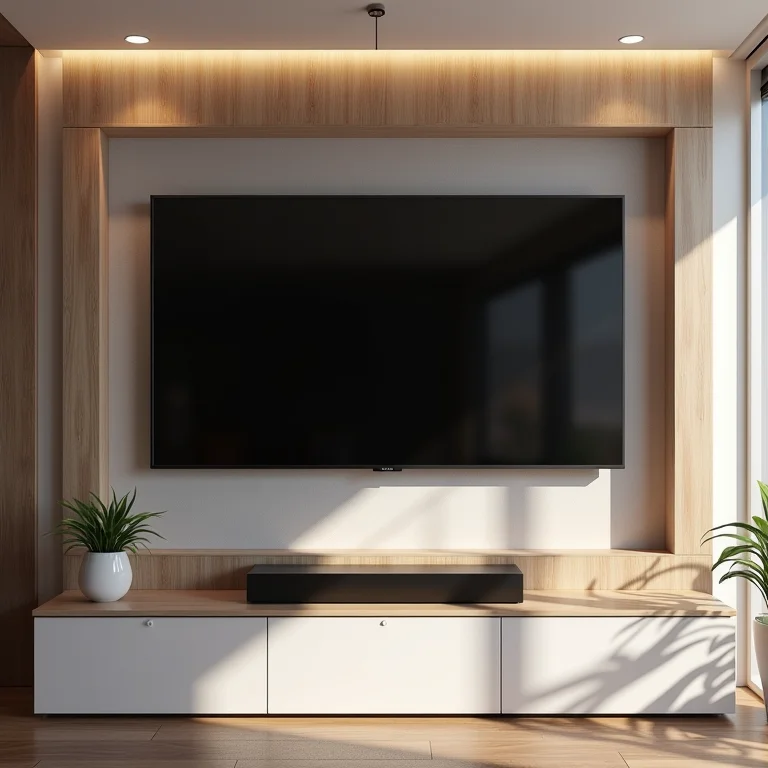 Fiação oculta em painel de TV para um visual limpo