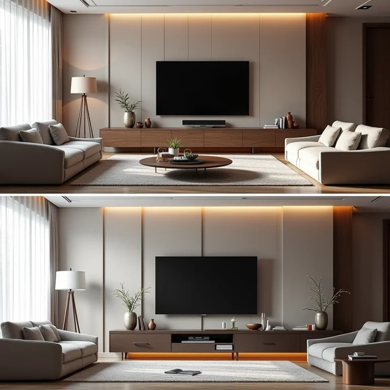 Fios escondidos com painel de TV