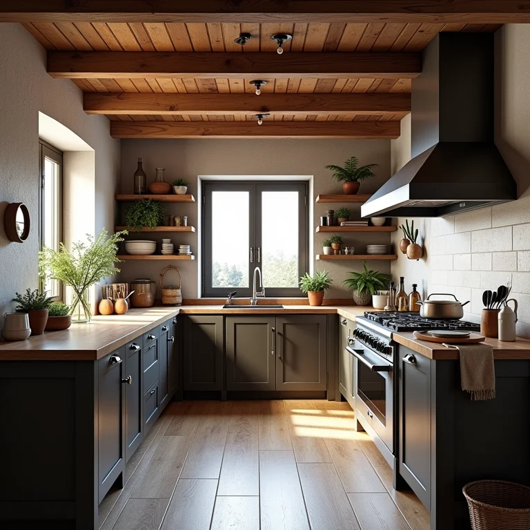 Funcionalidade e praticidade em cozinha rústica